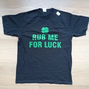 Rub Me for Lock - St. Patrick's Day Shamrock - New Large Black T-Shirt